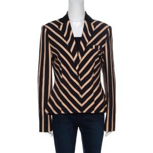 Emanuel Ungaro Multicolor Diagonal Striped Tailored Blazer L