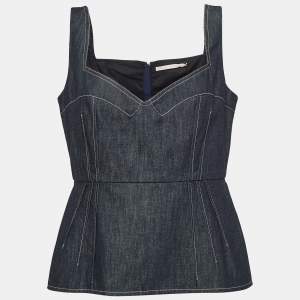 Emilia Wickstead Blue Apple Denim Bustier Top L