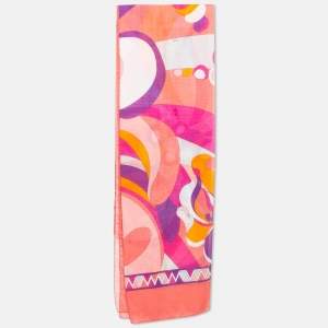 Emilio Pucci Pink Printed Cotton Scarf 