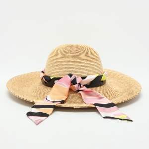 Emilio Pucci Beige Straw Bucket Hat