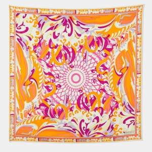 Emilio Pucci Orange/Pink Iride Print Silk Scarf