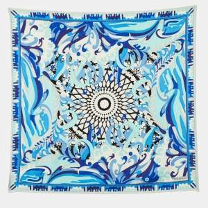 Emilio Pucci Blue Iride Print Silk Scarf