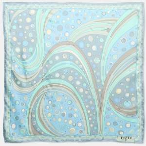 Emilio Pucci Blue Print Silk Twill Scarf 