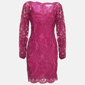 Emilio Pucci Pink Lace V-Neck Mini Dress M