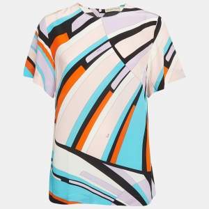 Emilio Pucci Multicolor Printed Silk Top S