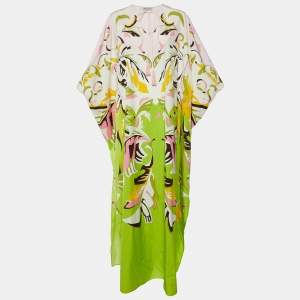 Emilio Pucci Pink/Green Platani Print Cotton Kaftan One Size