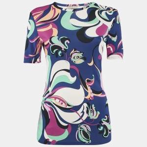 Emilio Pucci Multicolor Printed Jersey Round Neck Top M