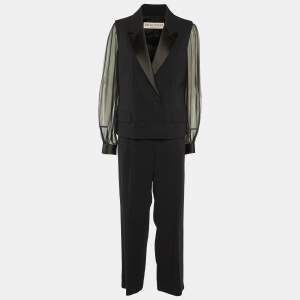 Emilio Pucci Black Crepe Double Breasted Pant Suit L
