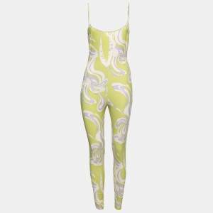 Emilio Pucci Green Printed Stretch Jersey Jumpsuit M