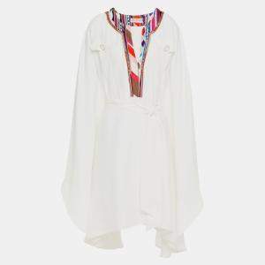 Emilio Pucci White Silk Embroidered Kaftan Dress M (IT 42)