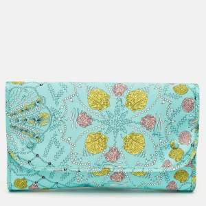 Pre Owned Emilio Pucci Green/Multicolor Conchiglie Print Fabric Pouch