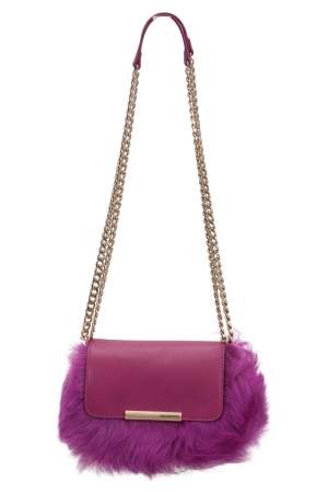 Emilio Pucci Fuchsia Fur and Leather Mini Newton Chain Shoulder Bag