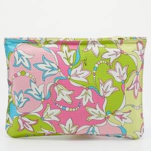 Emilio Pucci Multicolor Floral Print Zip Pouch