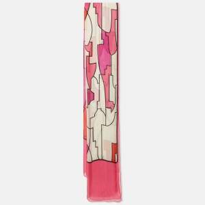 Emilio Pucci Pink/Red Printed Silk Scarf 