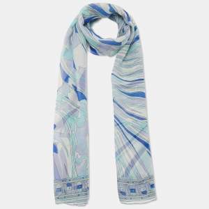 Emilio Pucci Blue Abstract Print Silk Stole