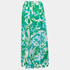 Emilio Pucci Green Printed Cotton Maxi Skirt M