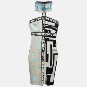 Emilio Pucci Multicolor Silk Beaded Halter Neck Short Dress M