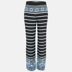 Emilio Pucci Multicolor Printed Silk Wide Leg Pants M