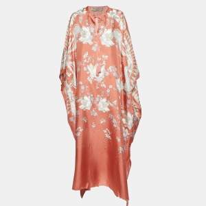 Emilio Pucci Peach/Pink Floral Print Silk Kaftan One Size