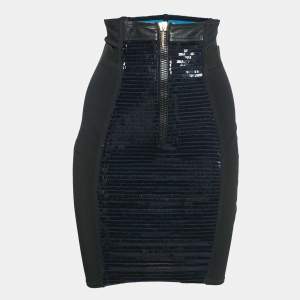 Emilio Pucci Black Embellished Mini Bodycon Skirt S