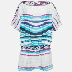 Emilio Pucci Blue/White Printed Cotton Voile Tunic M