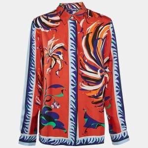 Emilio Pucci Multicolor Abstract Print Silk Button Front Shirt M