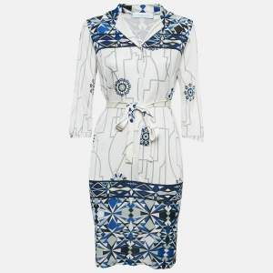 Emilio Pucci Printed Silk Jersey Button Front Short Dress S