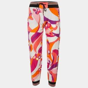 Emilio Pucci Pink Printed Velvet Track Trousers S
