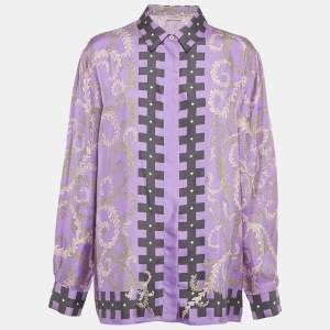 Emilio Pucci Purple Printed Silk Long Sleeve Shirt L