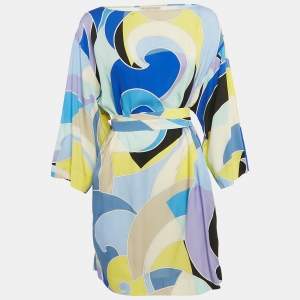 Emilio Pucci Multicolor Printed Viscose Belted Mini Dress S 