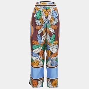 Emilio Pucci Multicolor Printed Silk Wide Leg Trousers L