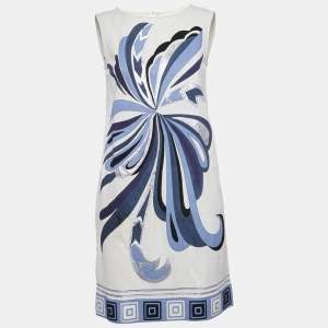 Emilio Pucci Ivory Leather Appliqued Shift Dress M