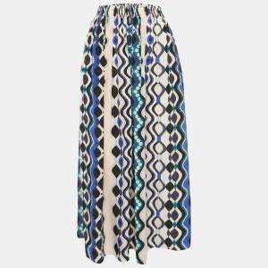 Emilio Pucci Multicolor Print Silk Maxi Skirt L