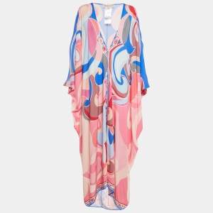 Emilio Pucci Pink Printed Crepe Kaftan Dress One Size