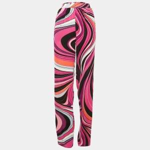 Emilio Pucci Pink Printed Velvet Trousers M