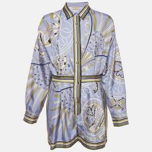 Emilio Pucci Blue Printed Satin Silk Playsuit M