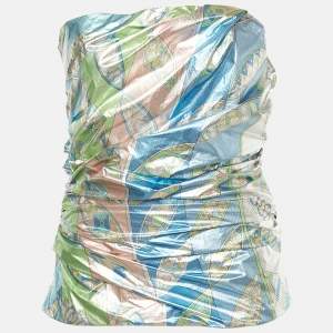 Emilio Pucci Multicolor Printed Synthetic Corset Top M