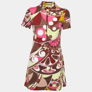 Pre Owned Emilio Pucci Multicolor Printed Knit Mini Dress M