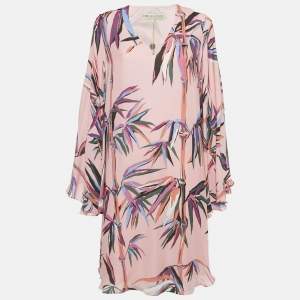 Emilio Pucci Pink Birds of Paradise Print Silk Kaftan Short Dress S  