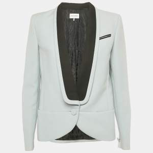 Pre Owned Emilio Pucci Light Blue Crepe Button Front Blazer M