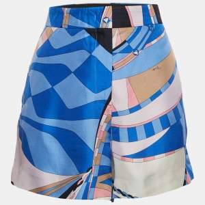 Pre Owned Emilio Pucci Multicolor Printed Silk Shorts M
