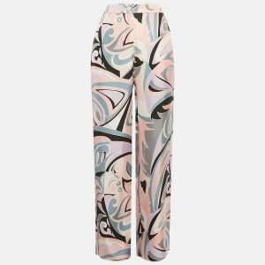 مملوكة مسبقًا Emilio Pucci Multicolor Print Silk Trousers M