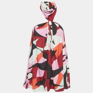 Pre Owned Emilio Pucci  Multicolor Print Jersey High Neck Top S