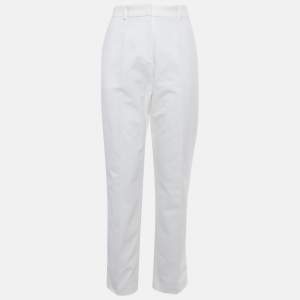 Pre Owned Emilio Pucci White Taffeta Trousers M