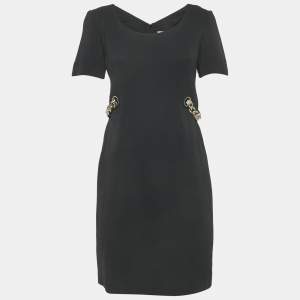 Pre Owned Emilio Pucci Black Crepe Ribbon Details Mini Dress M