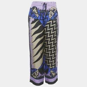 مملوكة مسبقًا Emilio Pucci Black/Purple Lupa Print Silk Trousers S