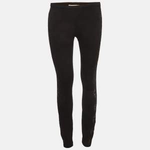 مملوكة مسبقًا Emilio Pucci Black Lace Trim Jersey Skinny Trousers M