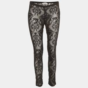 Pre Owned Emilio Pucci Black Lace Straight Trousers S