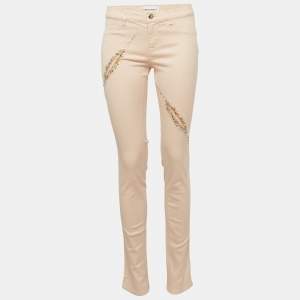 مملوكة مسبقًا Emilio Pucci Light Peach Cotton Embroidered Fitted Jeans M/Waist 29"