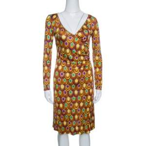 Emilio Pucci Multicolor Printed Silk Jersey Long Sleeve Dress S